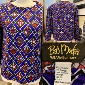 Vintage Harlequin Bob Mackie long sleeve graphic top size medium